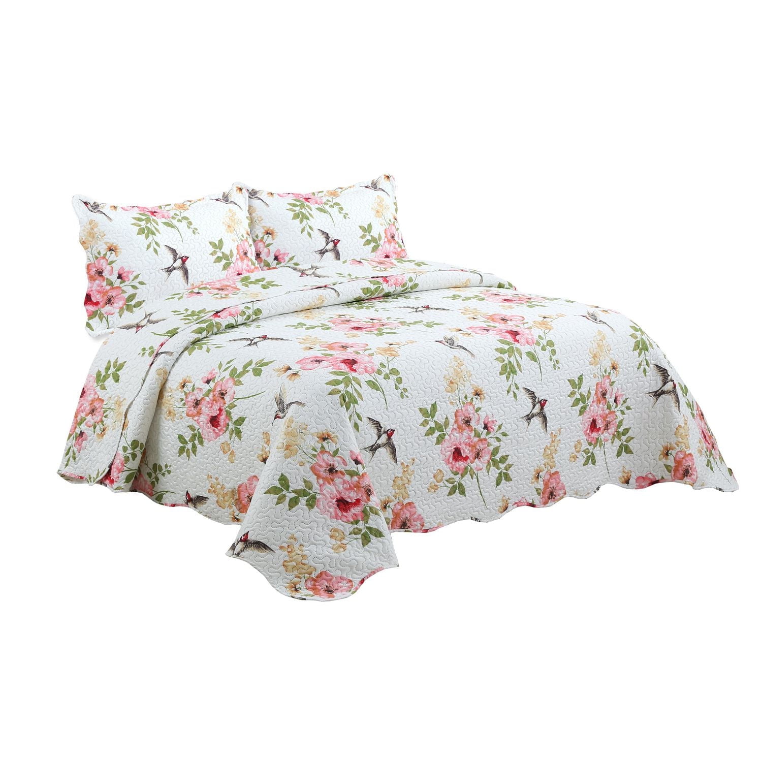 Marina Decoration Rich Printed Embossed Pinsonic Coverlet Bedspread Ultra Soft Bedding Summer Quilt Set with Shams