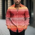 thumbnail image 2 of USNSM Men's Vintage Striped Printed Shirt Tops Casual Button Down Shirt Long Sleeve Lapel Shirt Dress Shirts Red S, 2 of 5