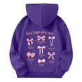 thumbnail image 6 of Weebloom Cute Toddler Girls Hoodies Bow Long Sleeve Hoodies Sweatshirt Tops Pullover With Pocket Dark Purple 3-4 Years, 6 of 6