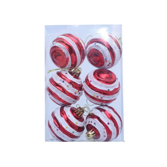 Mecorevxz 6 Pcs 2.36" Glittered Shiny Christmas Tree Balls Plastic Colored Balls Shatterproof Hanging Tree Ornaments Plastic Decorative Baubles for Xmas Tree Decor(Red)