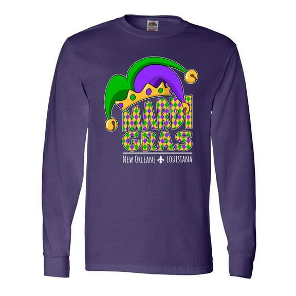 Inktastic Mardi Gras New Orleans Louisiana Jester Hat Long Sleeve T-Shirt