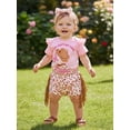 thumbnail image 6 of BemeyourBBs Newborn Baby Girl Cowgirl Outfit Western Baby Girl Summer Clothes My First Rodeos Boots Print Short Sleeve Romper Tassel Shorts and Headband Set, 6 of 9