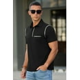 thumbnail image 2 of QDG Mens Polo Short Sleeve Shirt Casual Summer Classic Collared T-Shirt Basic Button Tee with Pocket BLack L, 2 of 8