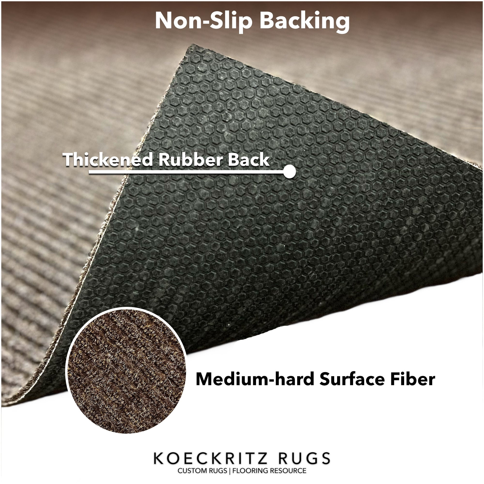 Koeckritz Rugs 4' x 14' Brown Heavy Duty Non-Slip Indoor/Outdoor Rug, All-Weather Doormat