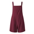 thumbnail image 5 of Edvintorg Women's Cotton and Linen Cute Overall Shorts Casual Summer Rompers Shortalls Solid Color Jumpsuit Shorts Plus Size Women Clothing, 5 of 5