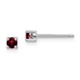 thumbnail image 1 of White Sterling Silver Earring Stud (01) January Women'S Garnet Round Red 3 mm, 1 of 2