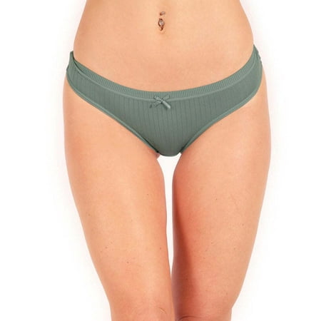 

LANTRO JS Cotton Knit Thong Underwear Green