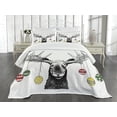 thumbnail image 3 of Ambesonne Christmas Quilted Bedspread Set 3 Pcs, Sketchy Noel Ornament, Queen Size, Multicolor, 3 of 5