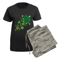 thumbnail image 5 of CafePress - Shamrocks And Swirls Women's Dark Pajamas - Women's Short Sleeve Print T-Shirt and Pants Dark Cotton Pajama Set, 5 of 7
