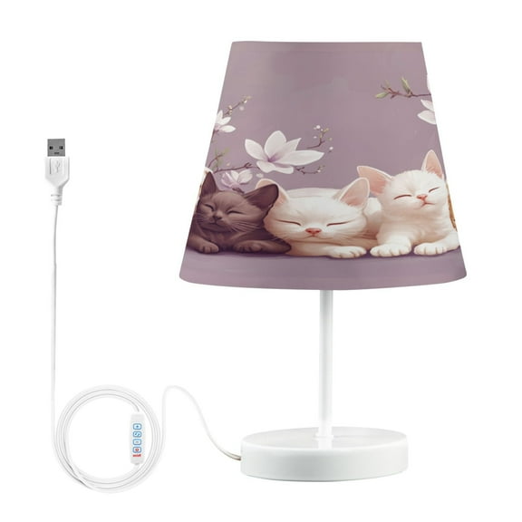 BZSMCE Table Lamp Creative Kittens and Puppies with Flowers Simple Pattern Night Light