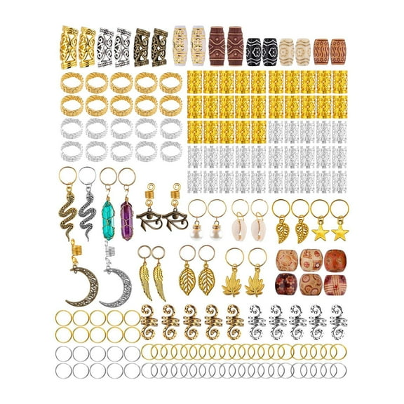 Milageto 184Pcs Dreadlock Hair Accessories Party for Girl Women Hair Rings for Braids