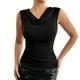 thumbnail image 2 of mfyjkho Camisetas Sin Mangas Para Mujer, Cuello Colgante De Color Liso Con Pliegues Laterales Para Mujer, Primavera Y Verano Tops Casuales Para Mujer L, 2 of 4