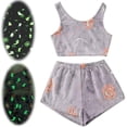 thumbnail image 2 of SAZBJOJN Womens Pajama Sets Halloween Glow In The Dark Pajama Set Flannel Cami Tank Top With Shorts Sleepwear Soft Pajamas for Women Set Halloween Size M Orange, 2 of 5