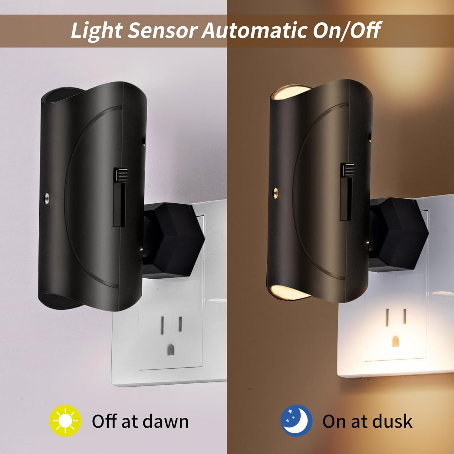 RGHJAR-Night Light, 2 Pack LED Night Lights Plug into Wall, Soft White 3000K, 0-100LM Adjustable Brightness Nightlight for Hallway Bedroom