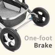 AILEEKISS 3-in-1 Convertible Baby Stroller with Big Seat and Adjustable Canopy, 24 Pounds, Light Grey