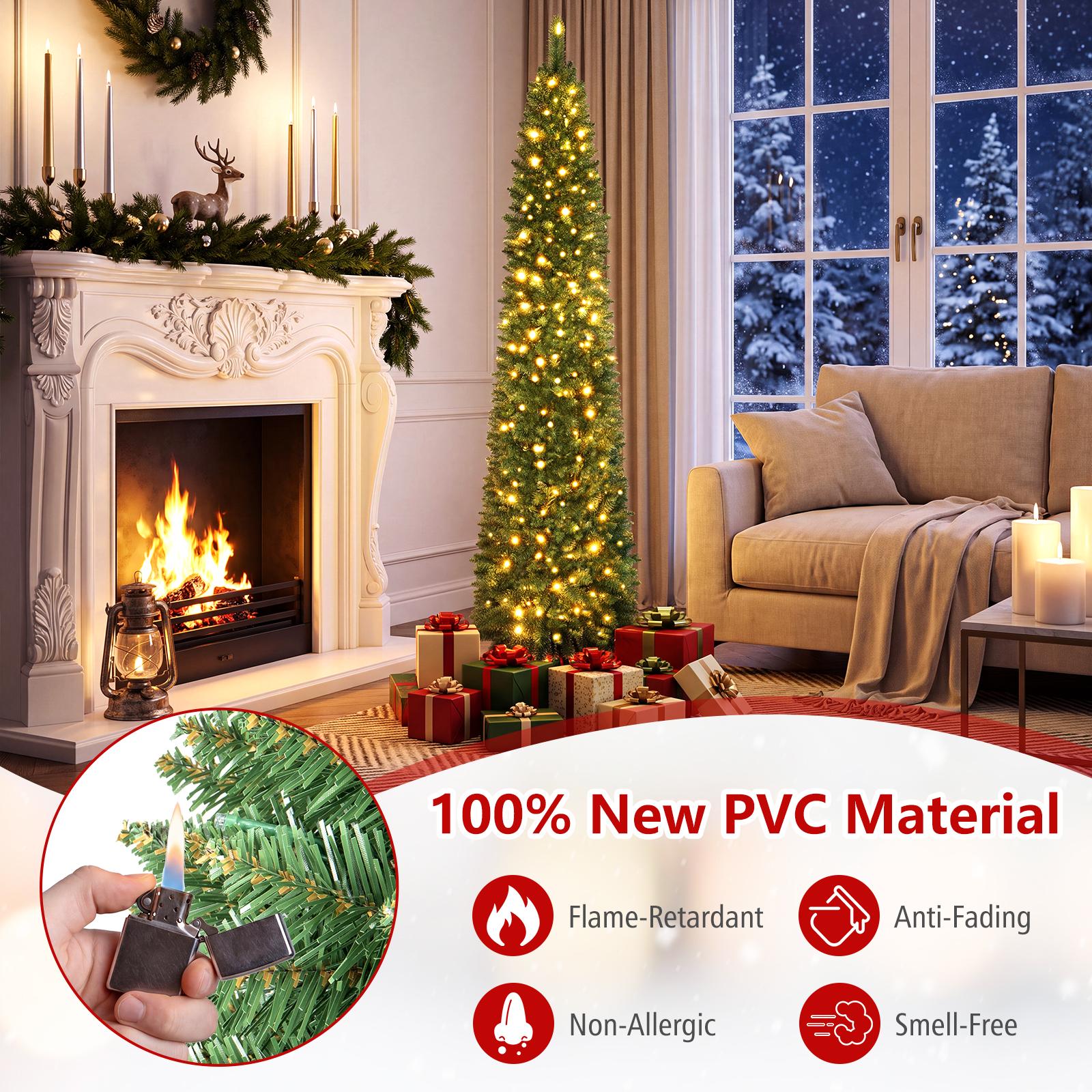 Costway 6 Ft Pre-Lit Pencil Christmas Tree with 180 LED Lights photo 8