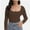 Chocolate, variant on Women's Scoop Neck Long Sleeve Slim Fitted Casual Basic Crop Top