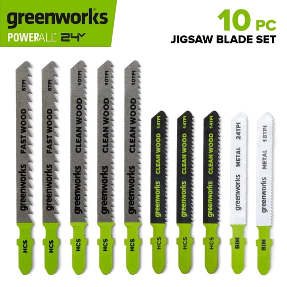 Greenworks 10PC Jigsaw Blade Set, PA53209A1