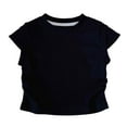 thumbnail image 2 of Zanarzt Girls Shirts Cotton T Shirts Girls Short Sleeve Crop Tops Kids Fashion Cute Crewneck Cropped Athletic T Shirts Trendy Tee Black,8-9 Years, 2 of 4