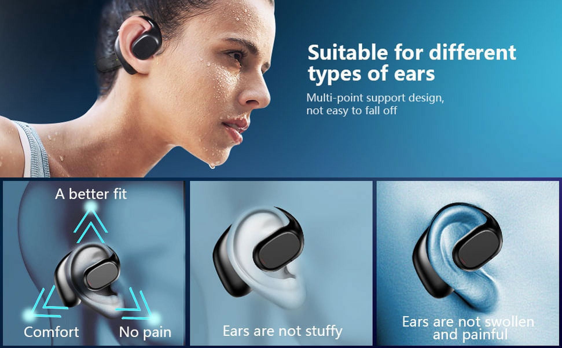 For Moto G 5G (2023) - Bluetooth Earbuds Wireless Ear-hook OWS Earphones, Over the Ear Headphones True Stereo Charging Case Hands-free Mic Headset for Motorola Moto G 5G (2023) Phone