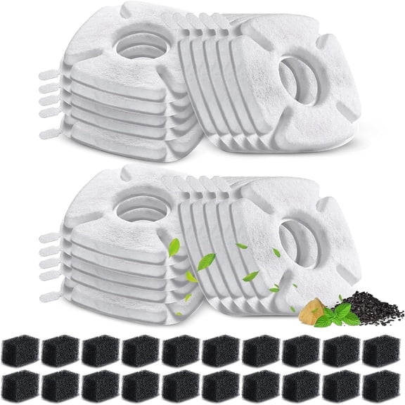 ACDANC 40Pcs Cat Water Fountain Filters, Compatible with Ophanie 95oz/2.8L Pet Fountain, 20 Sponges & 20 Replacement Filters