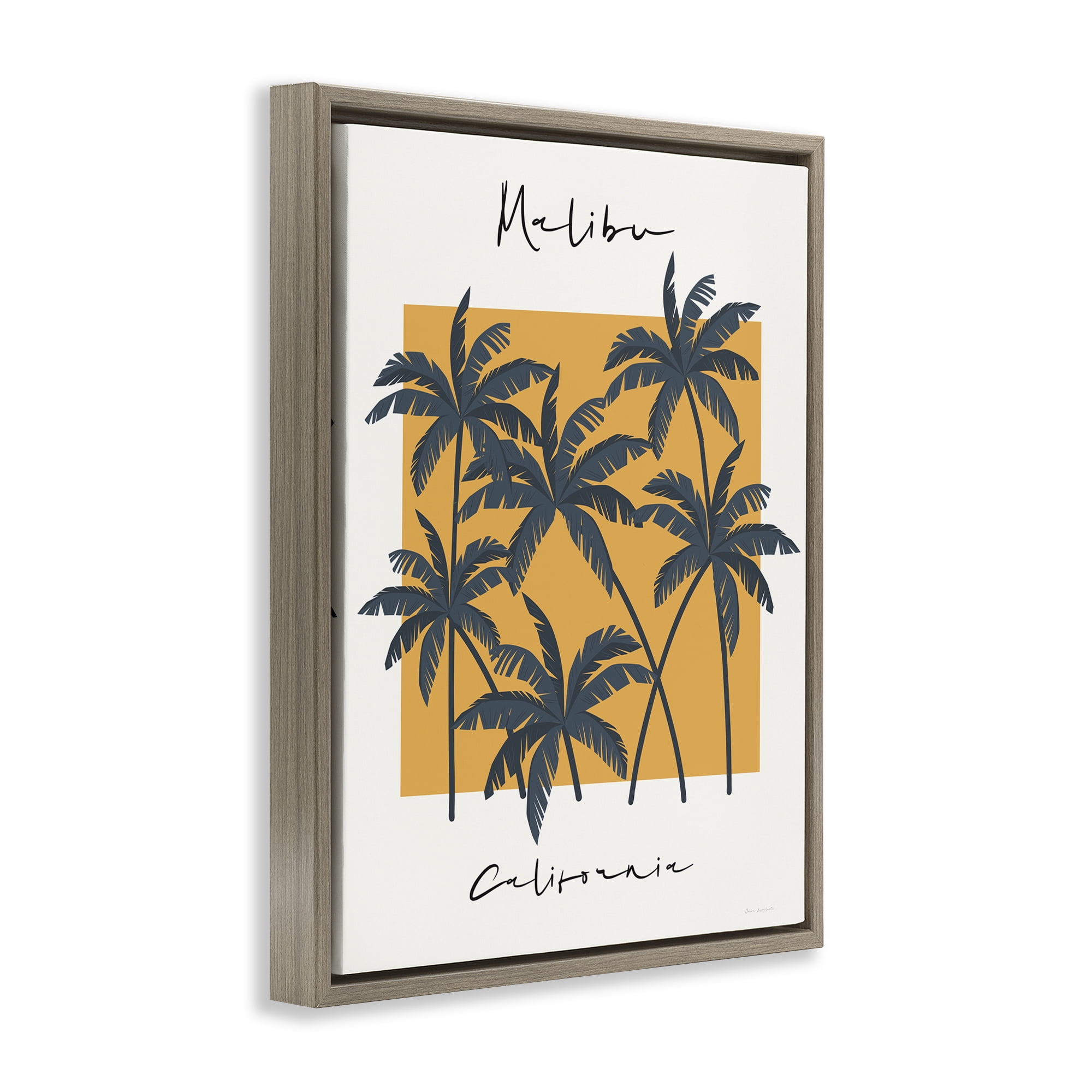 Stupell Industries Malibu Retro Vibe Brown Framed Floater Canvas Wall Art, design by Omar Escalante