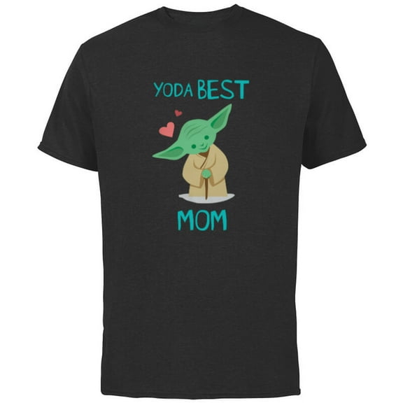 Star Wars Yoda Best Mom Hearts Mother's Day - Short Sleeve Cotton T-Shirt for Adults - Customized-Black