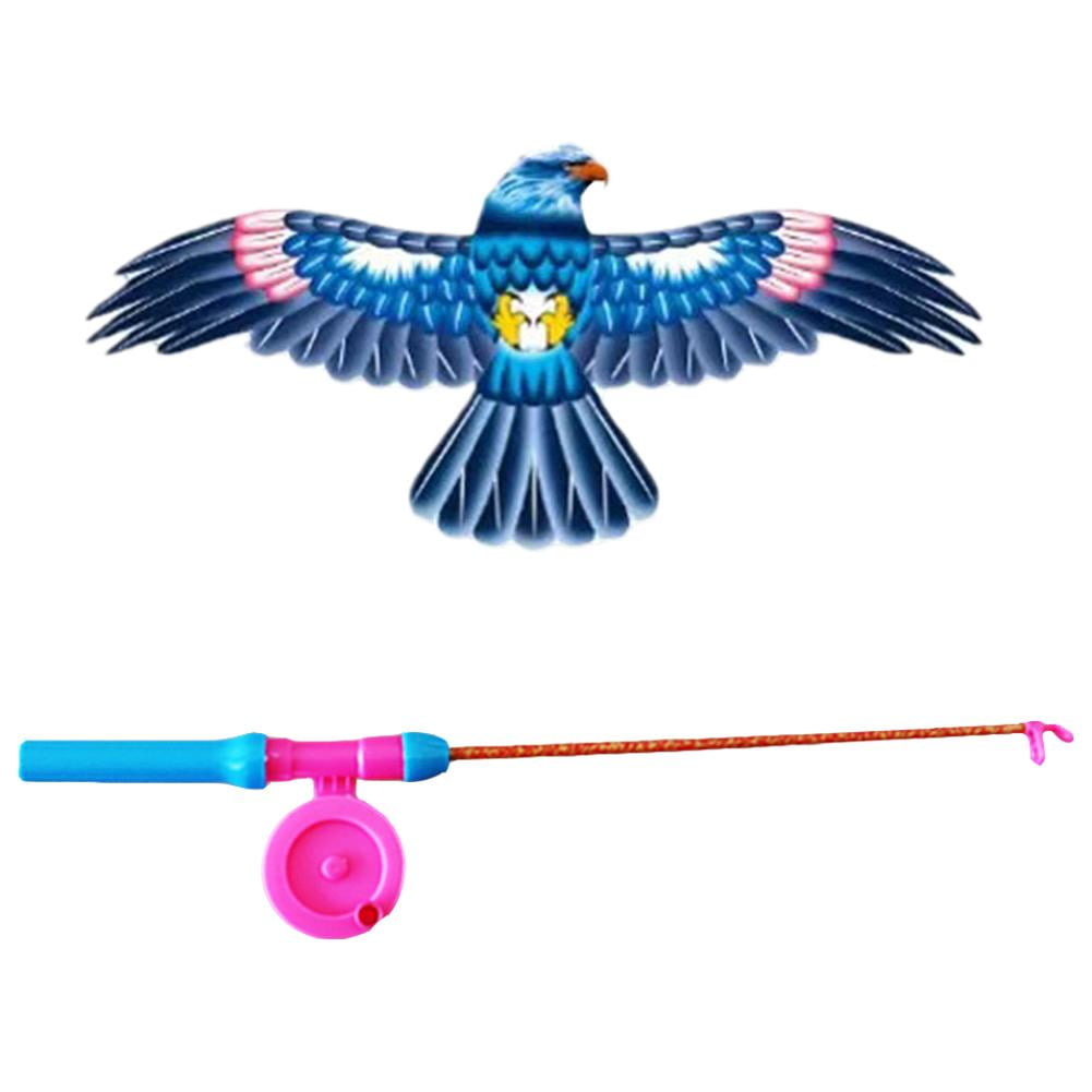 14-Inch Kids Cartoon Fishing Rod Kite with 164ft Line, Easy-to-Fly Handheld Kite for Outdoor Fun and Family Bonding, Style G