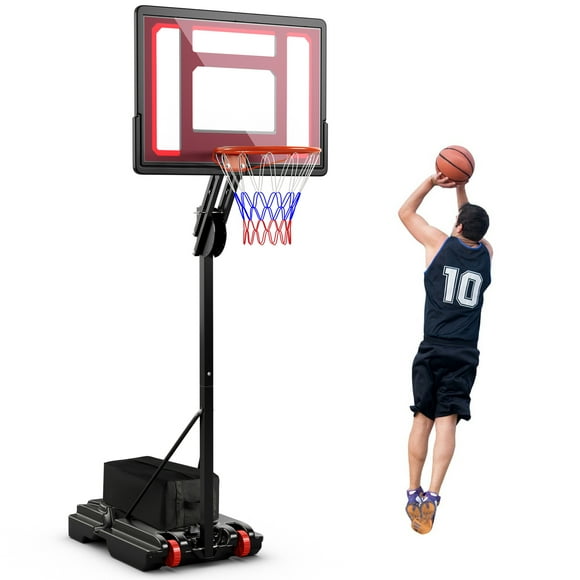 Goplus Portable Basketball Hoop System 5-10 FT Adjustable with Weight Bag Wheels Outdoor