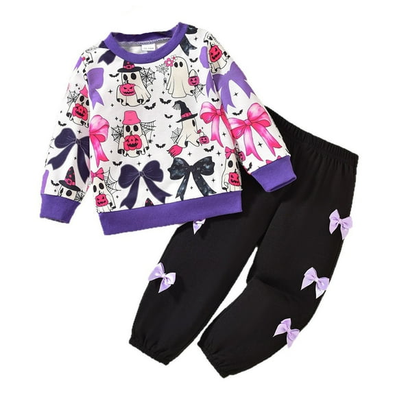 XUELUO Toddler Girls Outfits Sets Outfits Cartoon Print Hoodie And Pants Warm Fall Winter Clothes Children Girls 2 Piece Sets Cute
