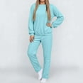 thumbnail image 7 of Rotm Cute Sets for Women Womens Sweatsuits 2 Piece Set Tracksuit 2025 Trendy Fall Long Sleeve Sweatshirt And Sweatpants Jogger Sweatsuit Light Blue,L, 7 of 7