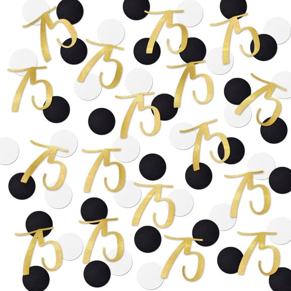 Gold Glitter 75 Confetti, 75th Birthday Number Confetti, 120Pcs Anniversary Party Table Decoration Supplies