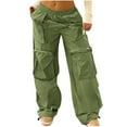 thumbnail image 3 of Danhjin Cargo Pants for Women Loose Stretchy Wide Leg Elastic Drawstring Casual Pants Streetwear Travel Hiking Pants, 3 of 7