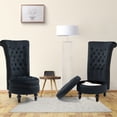 thumbnail image 4 of AVAWING 2PCS High Back Royal Chair, Velvet Armless Throne Chair with Storage, Black, 4 of 7