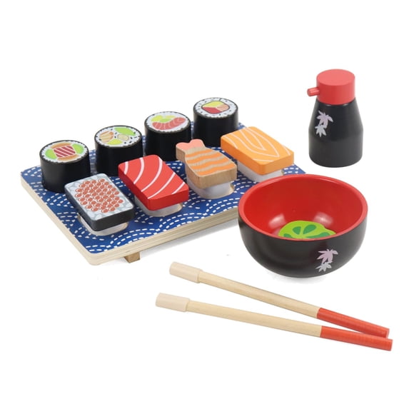 WoodenEdu Juego de comida para cortar sushi, juego de simulación de madera, juguetes de cocina para niños 3+, juego de comida de sushi, juguete de aprendizaje para niñas y niños