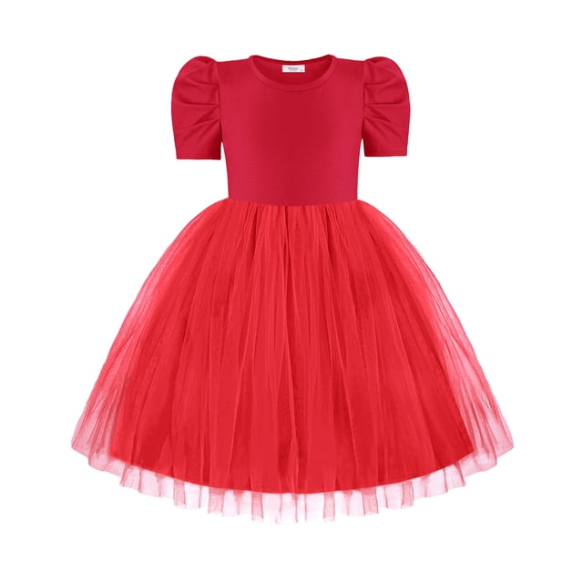 Vestido Arshiner para niña pequeña, fiesta de San Valentín, rojo, 4T, con accesorios