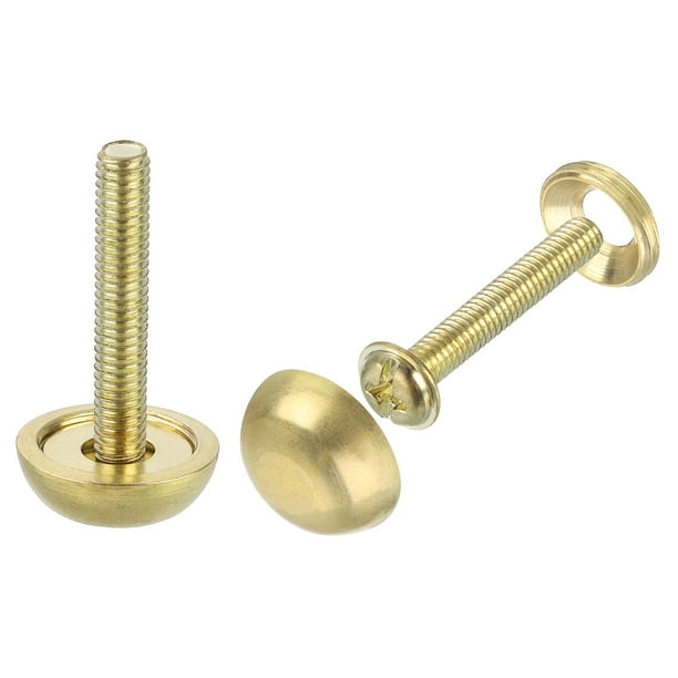 Uxcell Tornillos Decorativos con Tapas, Tornillos de Espejo Clavos Sujetadores para Muebles Decorativos Dorado 15mm