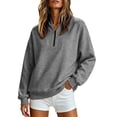 thumbnail image 2 of lcziwo Women's Quarter Zip Sweatshirt Oversized V Neck Long Sleeve Sweatshirts No Hood Solid Color Athletic Pullover Fall 2026 Gray,M, 2 of 8