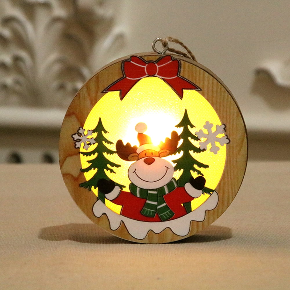 Christmas Snowman Santa LED Light Wood House Hanging Party Tree Decor Ornament Christmas Snowman Santa LED Light Wood House Hanging Party Tree Decor Ornament