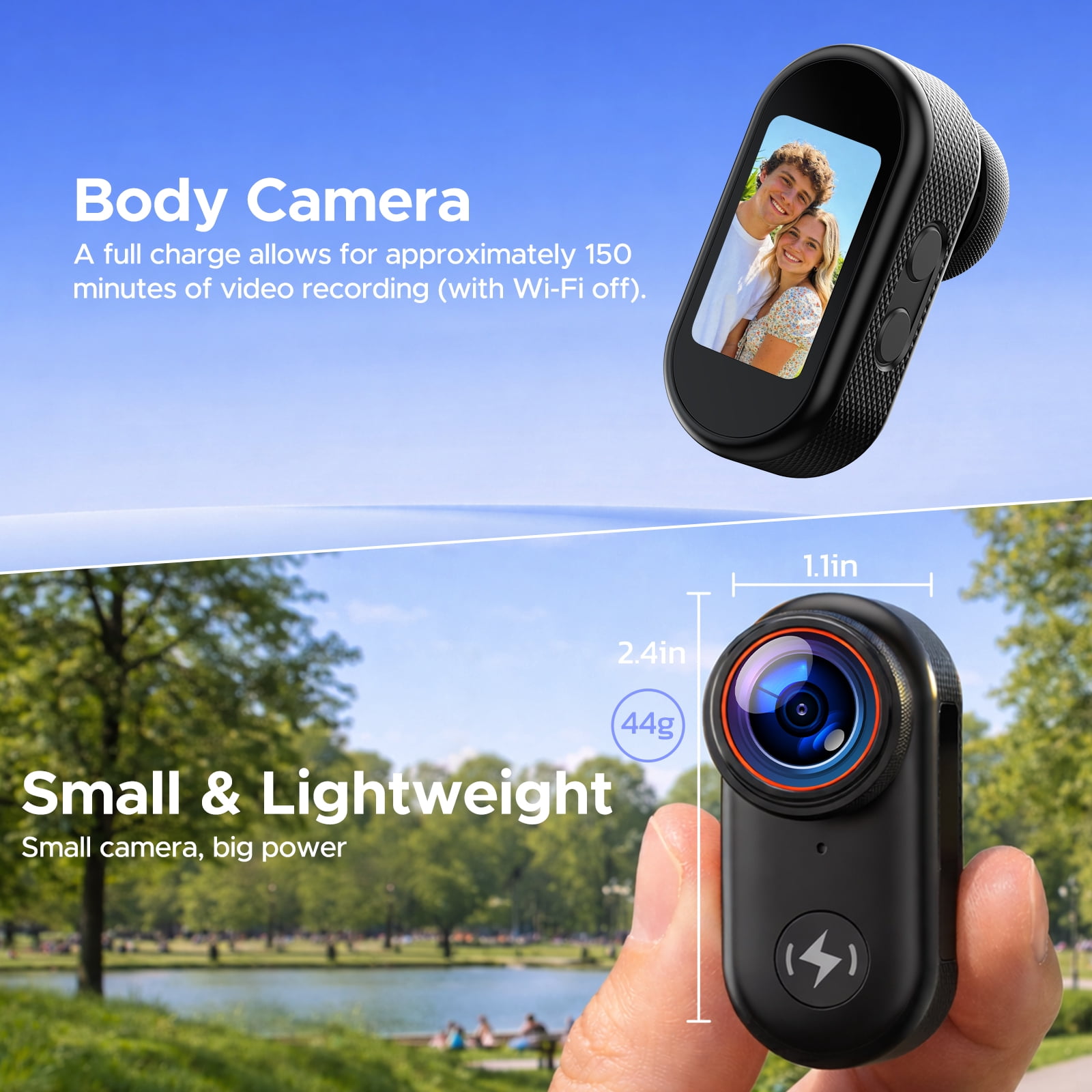 Campark Thumb Actioncam 4K POV Camera Mini Body Cam for Vlogging Travel with Magnetic Mount
