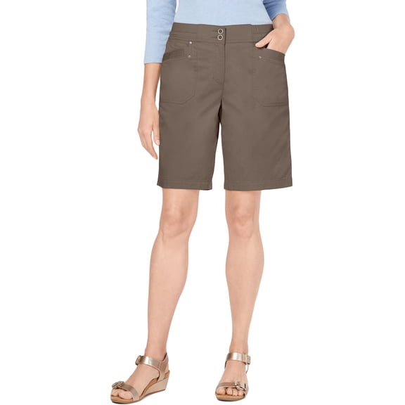 Karen Scott Womens Knit Comfort Waist Shorts Brown 16