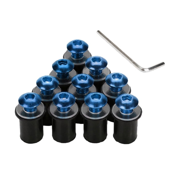 10 piezas de Tornillo de Fijación de Perno Delantero Parabrisas m5 Motocicleta - Azul Sunnimix tornillo del parabrisas