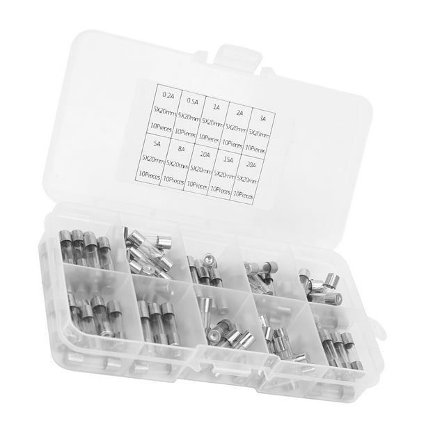 Fusible de vidrio, 100 piezas de fusibles de vidrio, suministros industriales surtidos, kit surtido de fusibles de vidrio, ultra sensible Jadeshay A