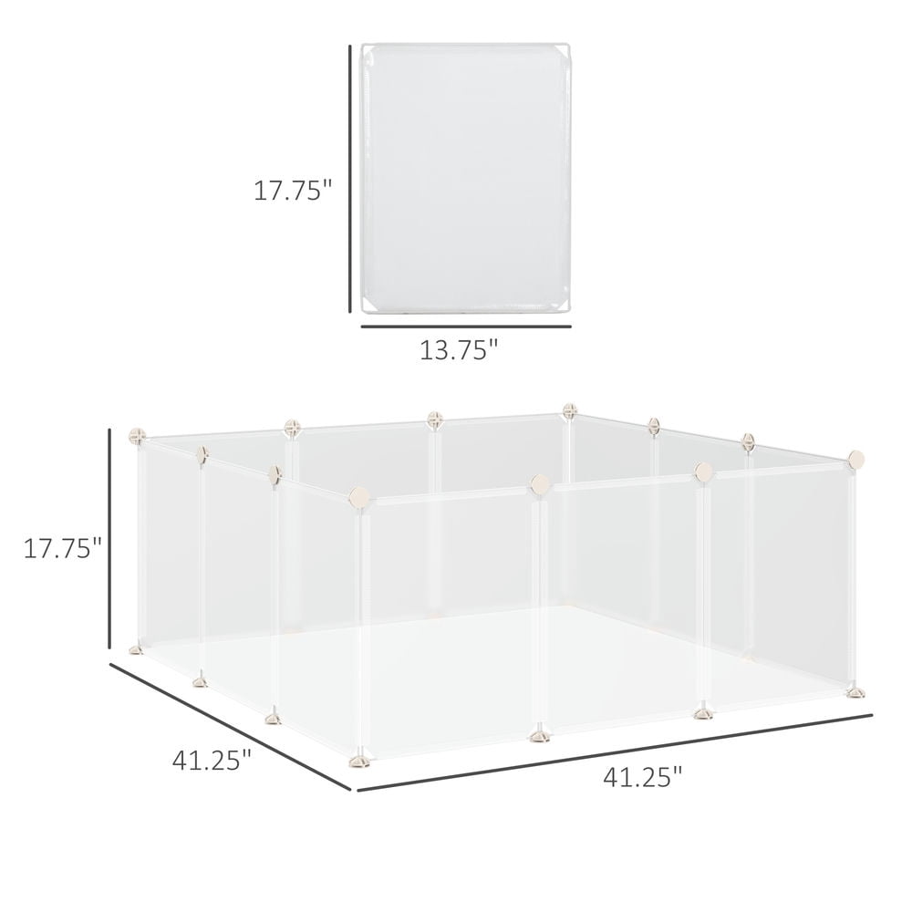 Barara King Pet Playpen DIY Small Animal Cage Open Enclosure Portable Plastic Fence 12 Panels for Bunny Chinchilla Guinea Pig White, 18" x 14"