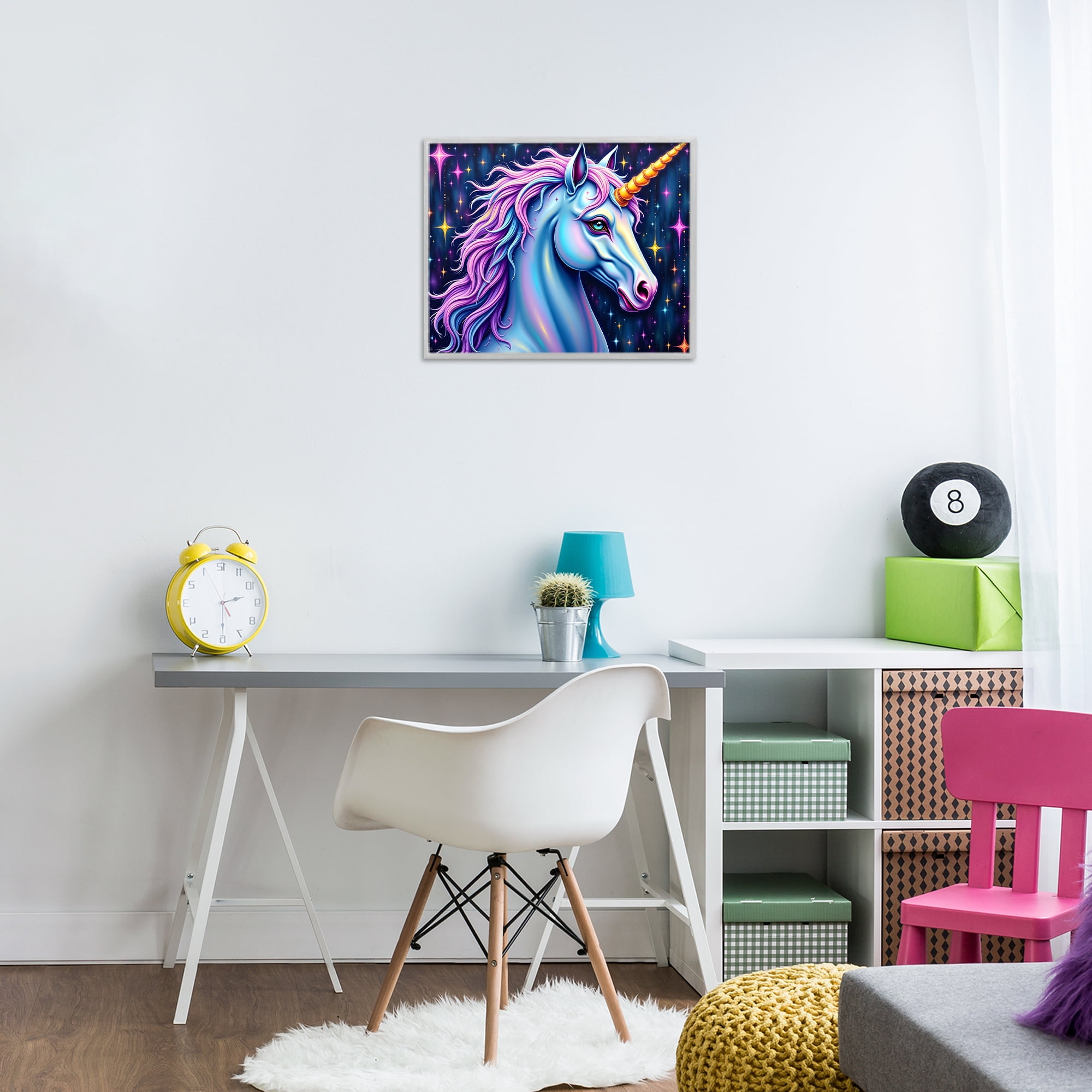 Stupell Industries Star Dancer Unicorn Gray Framed Giclee Art, design by Tabz Jones