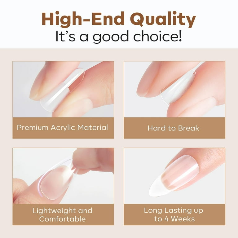 Modelones Short Almond Nail Tips, 216-Piece Gel Set photo 2