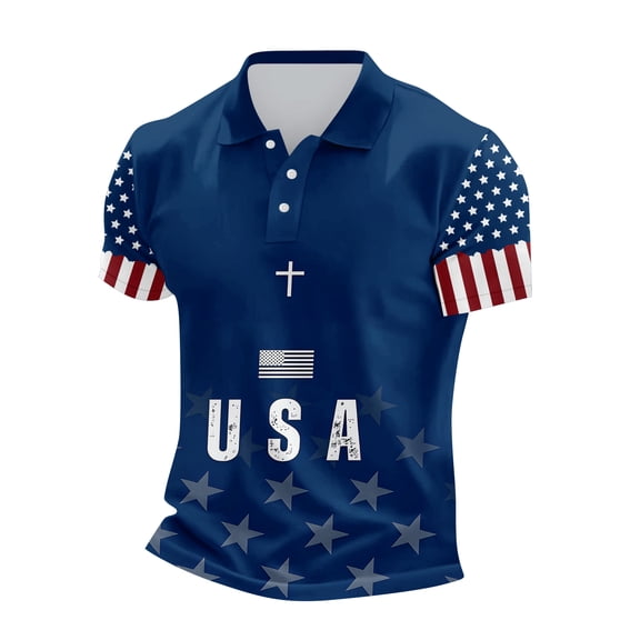 Men's USA 250th Anniversary Patriotic Polo Shirt American Flag Graphic Casual Short Sleeve America 250 Merchandise