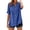 Blue, variant on Women's V Neck 3/4 Sleeve Cotton Linen Top Solid Color Button down Loose Shirt for Daily Work School Clubbing Dating Black S