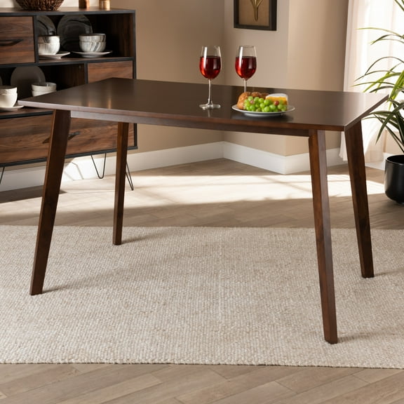 Baxton Studio Britte Mid-Century Modern Transitional Walnut Brown Finished Rectangular Wood Dining Table