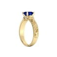thumbnail image 3 of 14K Yellow Gold 1.06 ctw Lab Created Blue Sapphire Ring with Diamonds Filigree Cathedral Princess, 3 of 4